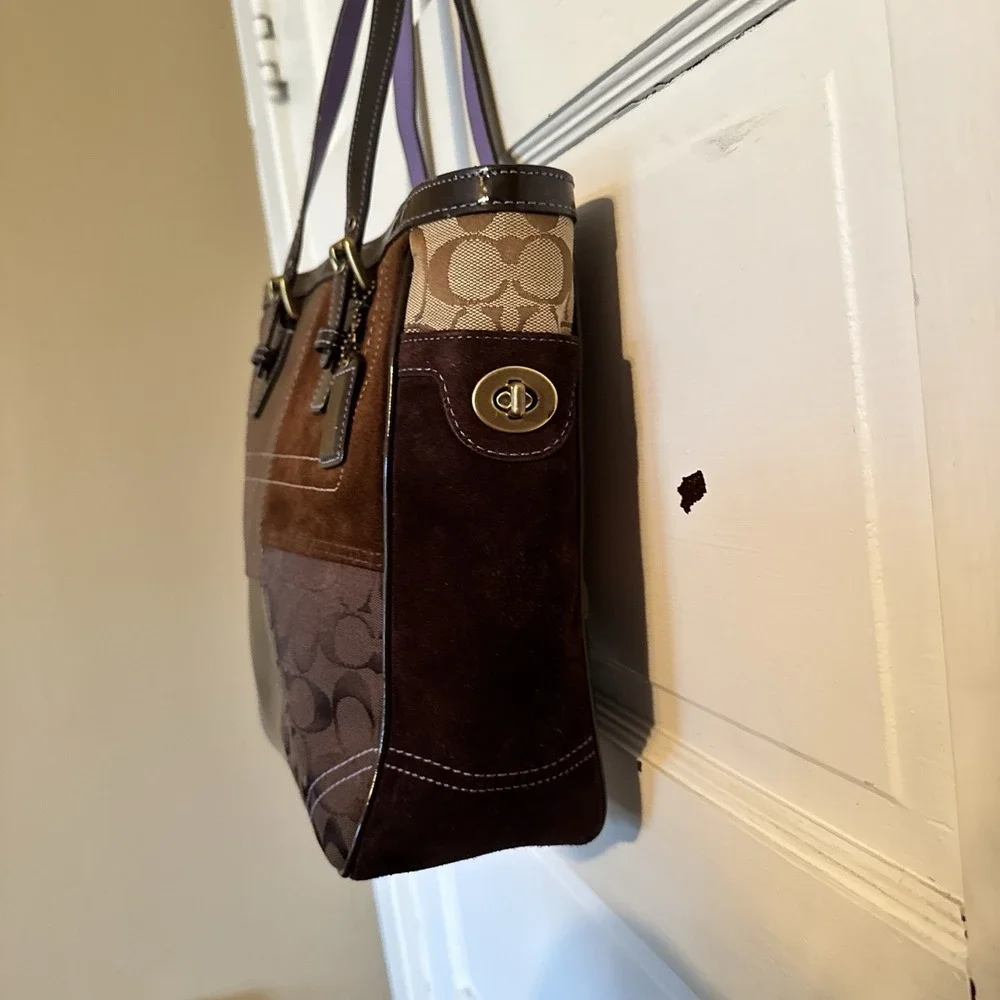Coach Mixed‎ Media Brown Gold Medium Sized Tote Bag-Patchwork-Y2K-Vintage